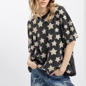 Blue Velvet Star Patterned Women's Top